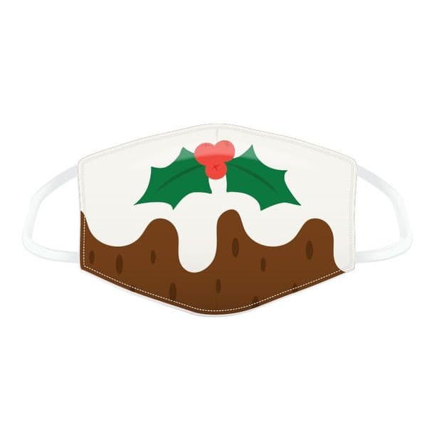 Christmas Pudding Reusable Adult Face Covering Washable 2 Layer Soft Mask