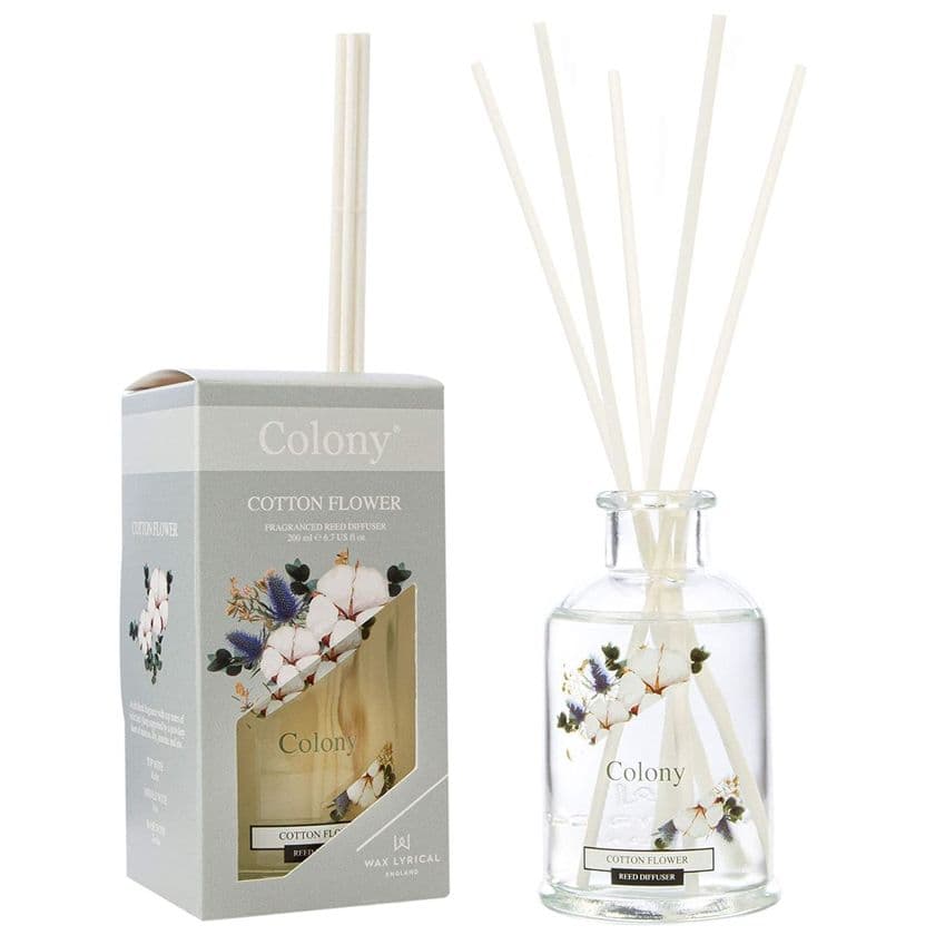 Cotton Flower Fragranced Reed Diffuser Colony Wax Lyrical 200ml