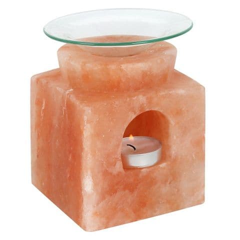 Cube Oil Burner Tealight Holder Pink Himalayan Salt Lamp Spirit of Equinox 2kg