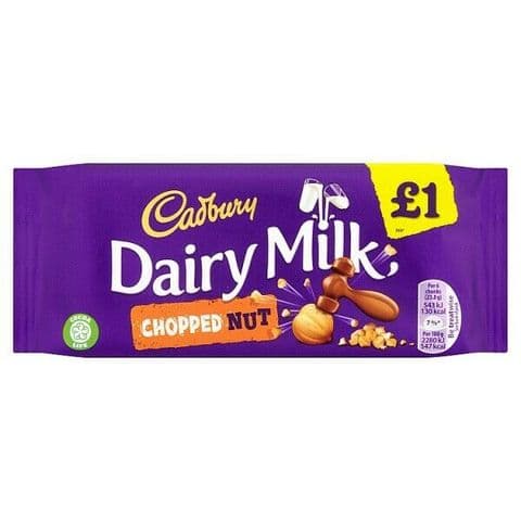 Dairy Milk Chopped Nut Chocolate Bar Cadbury 95g