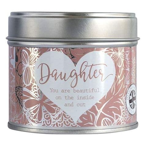 Daughter Linen Scented Candle Tin Said With Sentiment Arora Design