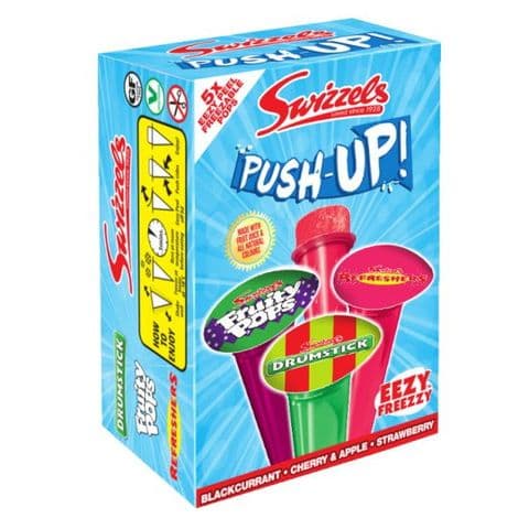 Drumstick Fruity Pops Refreshers Swizzels  Push Up Eezy Freezzy Ice Pops 280ml (Pack of 5 x 56ml)