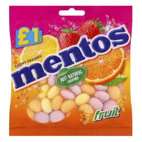 Fruit Mentos Chewy Dragees Sweets Bag 135g