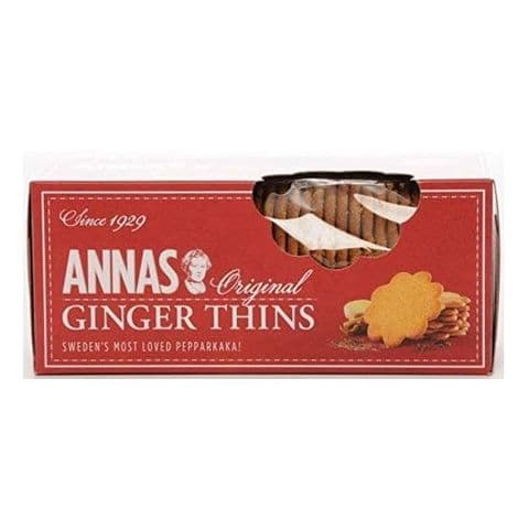 Ginger Thins Original Swedish Pepparkaka Biscuits Annas 150g