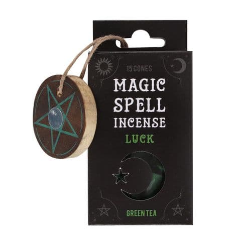Green Tea Luck Magic Spell Incense Cones & Holder Spirit of Equinox
