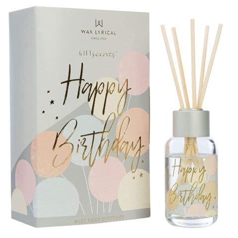Happy Birthday Fruity Fragranced Mini 40ml Reed Diffuser Gift Set Giftscents Wax Lyrical