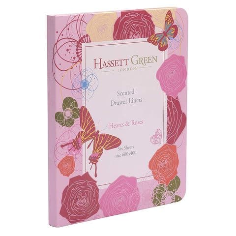 Hearts & Roses Scented Drawer Liners 6 Sheets Hassett Green