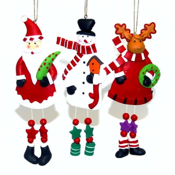KNOBBLY KNEES - Clay Christmas Tree Ornaments Handmade Xmas Decorations - Set of 3
