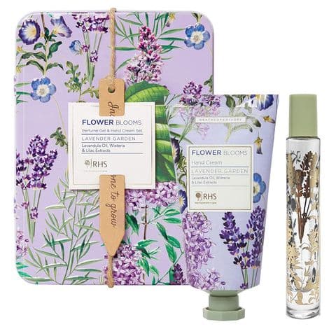Lavender Garden - RHS Flower Blooms Perfume Gel & Hand Cream Tin Set Heathcote & Ivory