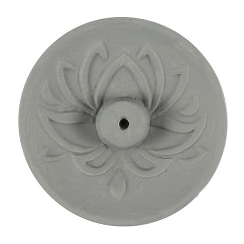 Lotus Flower Grey Terracotta Incense Holder Plate Garden Gift Spirit of Equinox