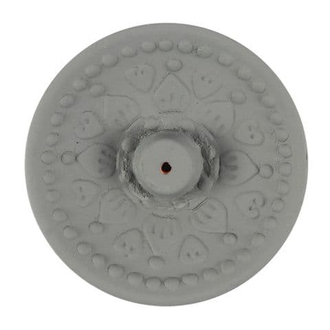 Mandala Grey Terracotta Incense Holder Plate Garden Gift Spirit of Equinox