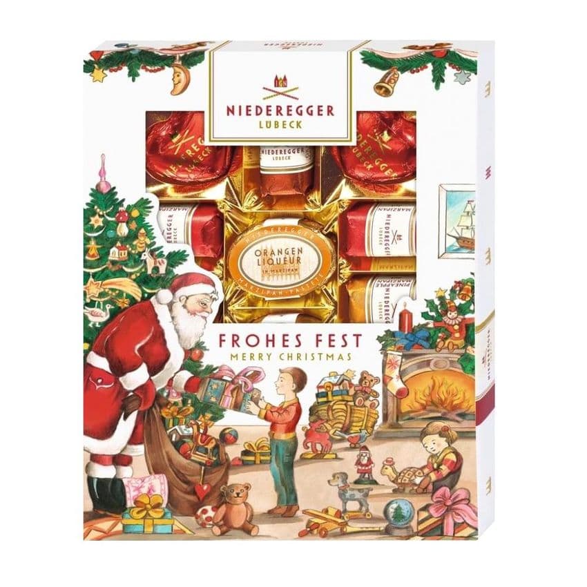 Merry Christmas Marzipan Specialities Luxury Dark Chocolate Marzipan Niederegger Gift Box 182g