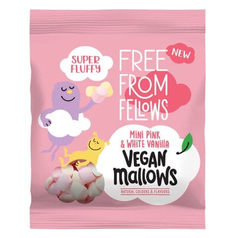 Mini Pink & White Vegan Marshmallows Sweets Free From Fellows 105g