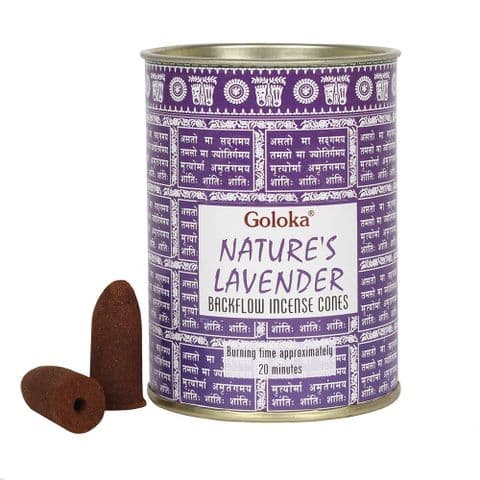 Nature's Lavender Backflow Incense Cones Goloka (Pack of 24)