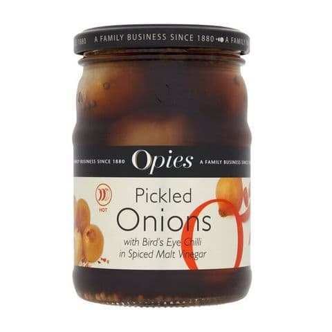 Opies Pickled Onions With Bird's Eye Chilli in Spiced Malt Vinegar 360g