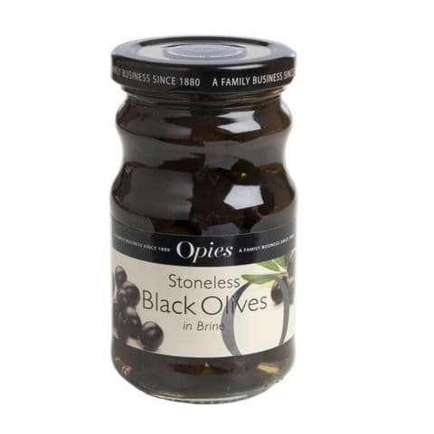 Opies Stoneless Black Olives In Brine 227g