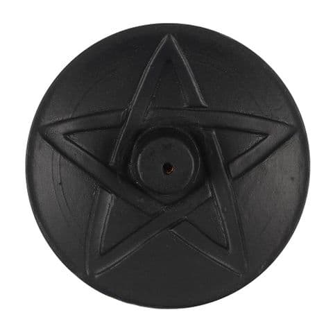 Pentagram Black Terracotta Incense Holder Plate Garden Gift Spirit of Equinox