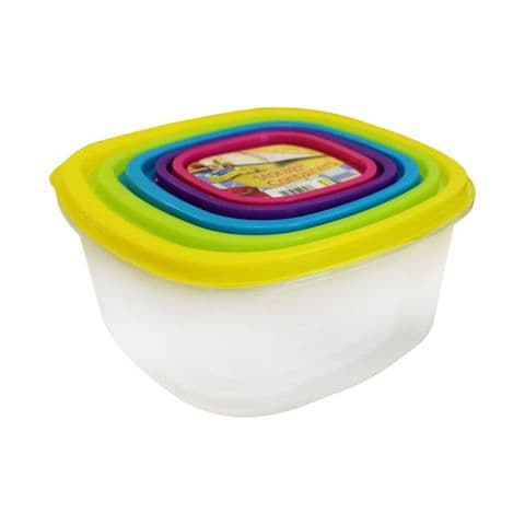 Rainbow Stacking Plastic Storage Containers Kingfisher Love to Cook (Set of 5)