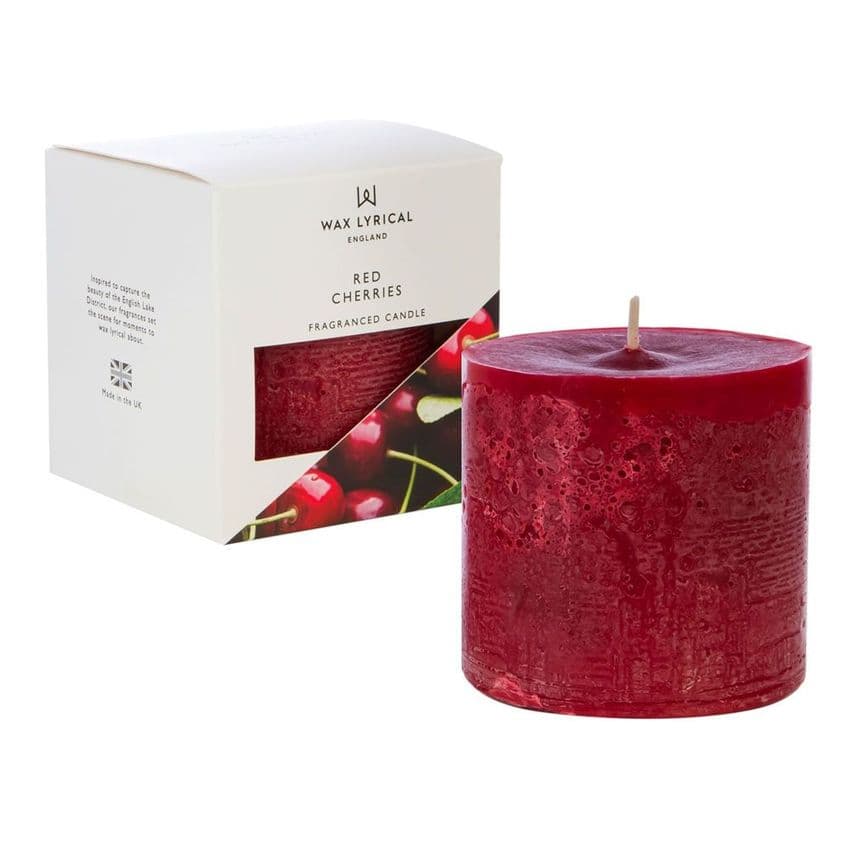 Red Cherries Scented Pillar Candle Made In England Wax Lyrical