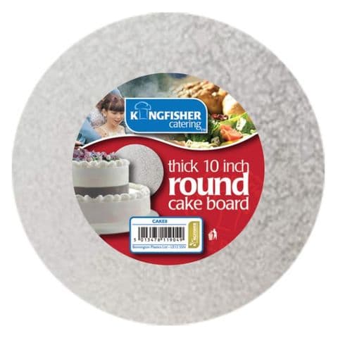 Round 12mm Thick - Silver Foiled Cakeboard by Kingfisher Catering (10" or 12")