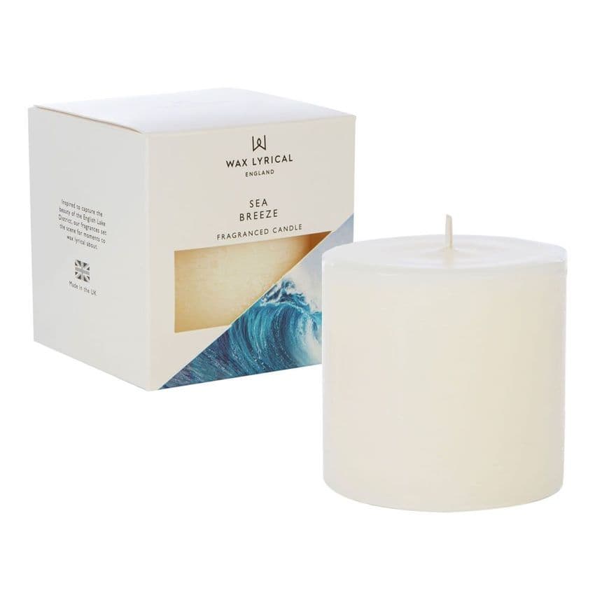 Sea Breeze Scented Pillar Candle Made In England Wax Lyrical