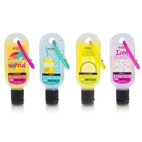 Set of 4 Cool Collection Clip & Clean Moisturising Travel Hand Sanitizer Gels 30ml Mad Beauty