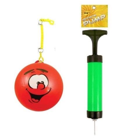 Smelly Fruits Smiley Face Foot Ball 23cm With Hook, Spiral Keyring and Sports Pump Set