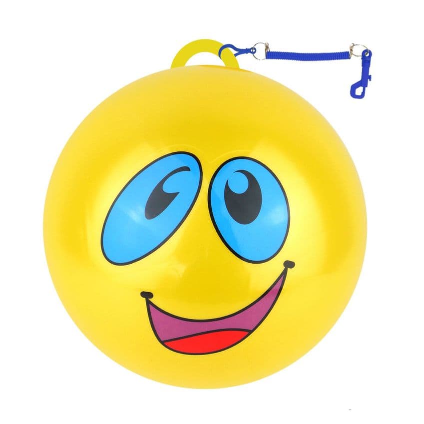 Smelly Funny Face Foot Ball 25cm With Hook & Spiral Keyring (1 Supplied)