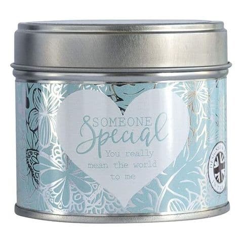 Someone Special Linen Scented Candle Tin Said With Sentiment Arora Design