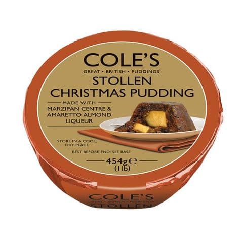 Stollen Christmas Pudding Marzipan Centre Cole's Great British Puddings 454g