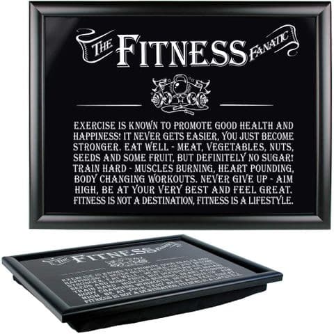 The Fitness Fanatic Black Lap Tray Inspirational Words Arora Design