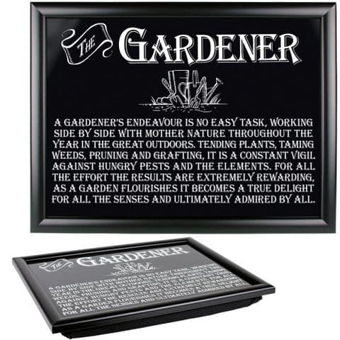 The Gardener Black Lap Tray Inspirational Words Arora Design
