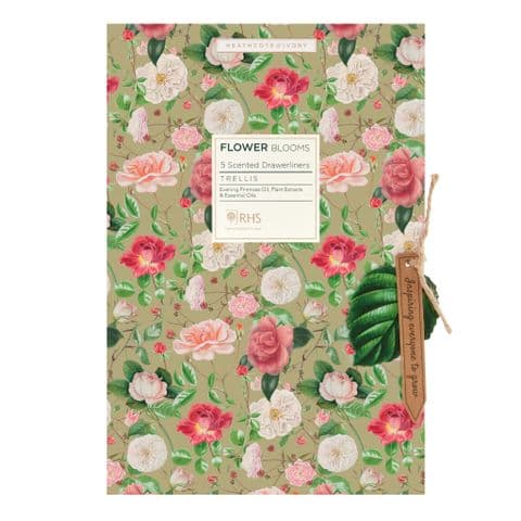 Trellis - RHS Flower Blooms Scented Drawer Liners Heathcote & Ivory (5 x Sheets)
