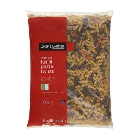 Tricolour Fusilli Chef's Larder Pasta Bulk Pack 3kg