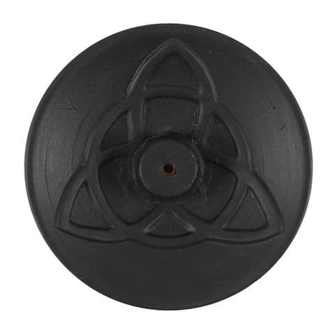 Triquetra Black Terracotta Incense Holder Plate Garden Gift Spirit of Equinox