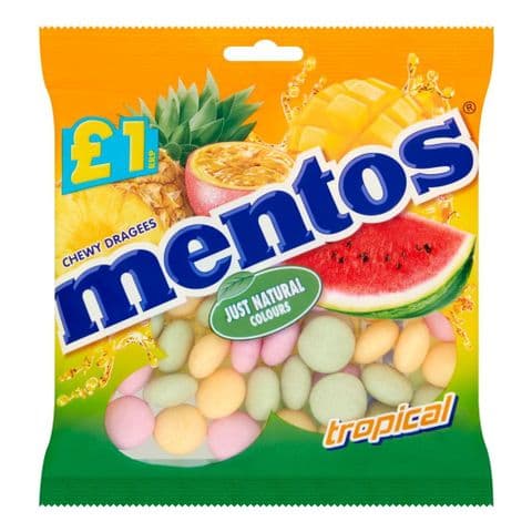 Tropical  Mentos Chewy Dragees Sweets Bag 135g