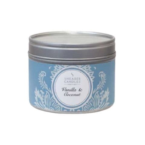 Vanilla & Coconut Scented Tin - Shearer  Candles