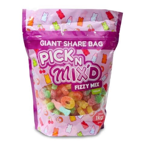 Vegan Pick n Mix'd Fizzy Mix Sweets Giant Share Bag 1kg