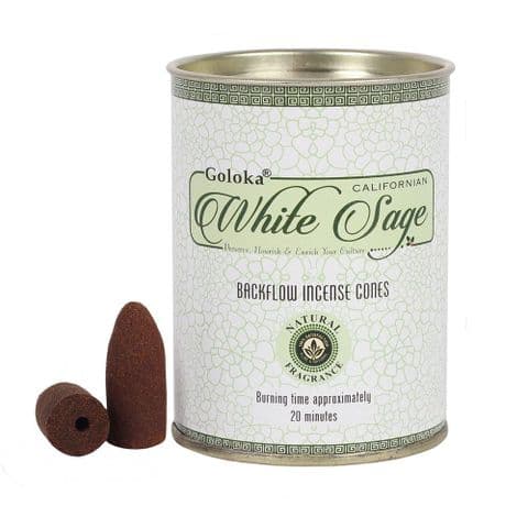 White Sage Backflow Incense Cones Goloka (Pack of 24)