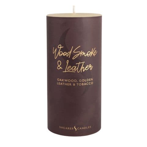 Wood Smoke & Leather Scented Pillar Candle - Shearer Candles