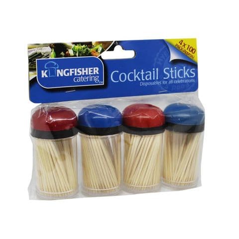Wooden Cocktail Sticks Kingfisher Catering (4 x 100 Packs)