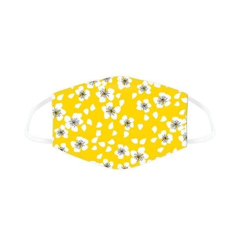 Yellow Floral Reusable Adult Face Covering Washable 2 Layer Soft Mask
